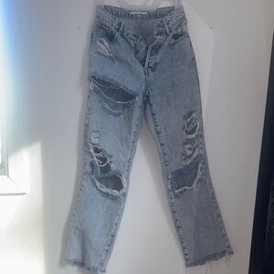 Pacing Distressed Light Blue Women's Straight Jeans